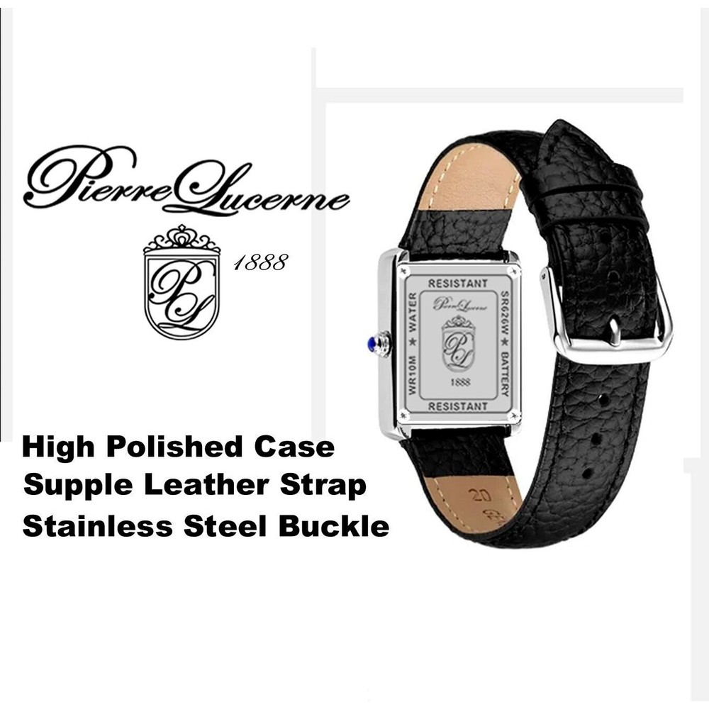 Pierre Lucerne 1888 Must Tank Style Mens Dress Watch Swiss Inspired Brown Band - Picture 4 of 16